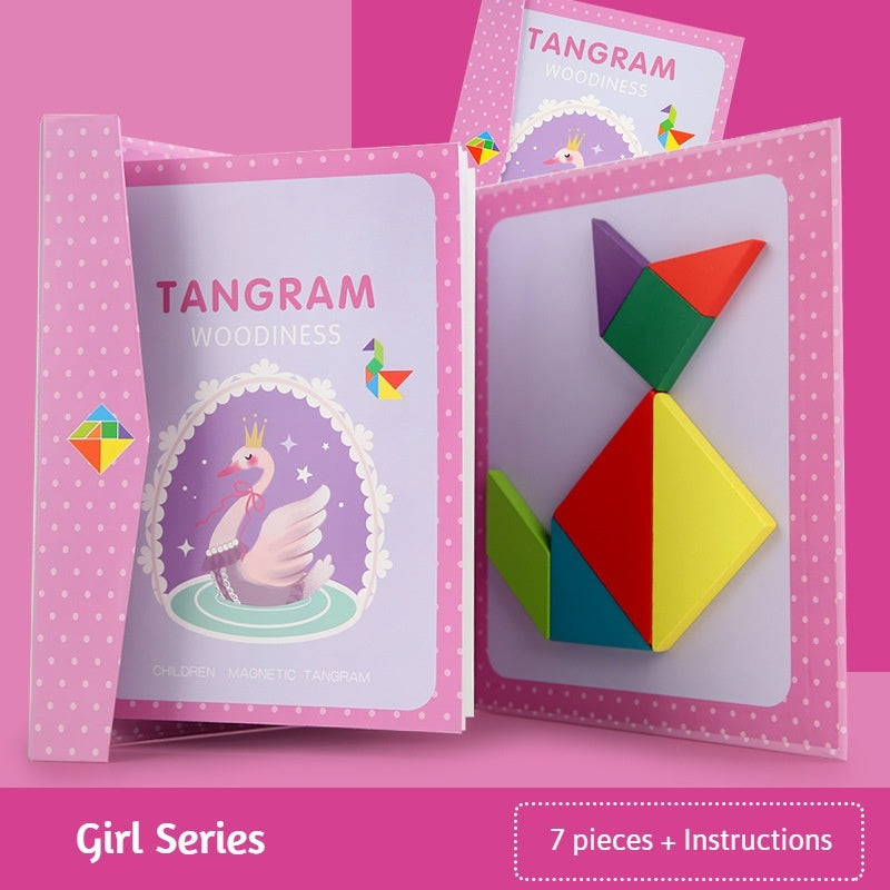 3D Tangram Magnetic Puzzles Book