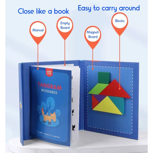 3D Tangram Magnetic Puzzles Book