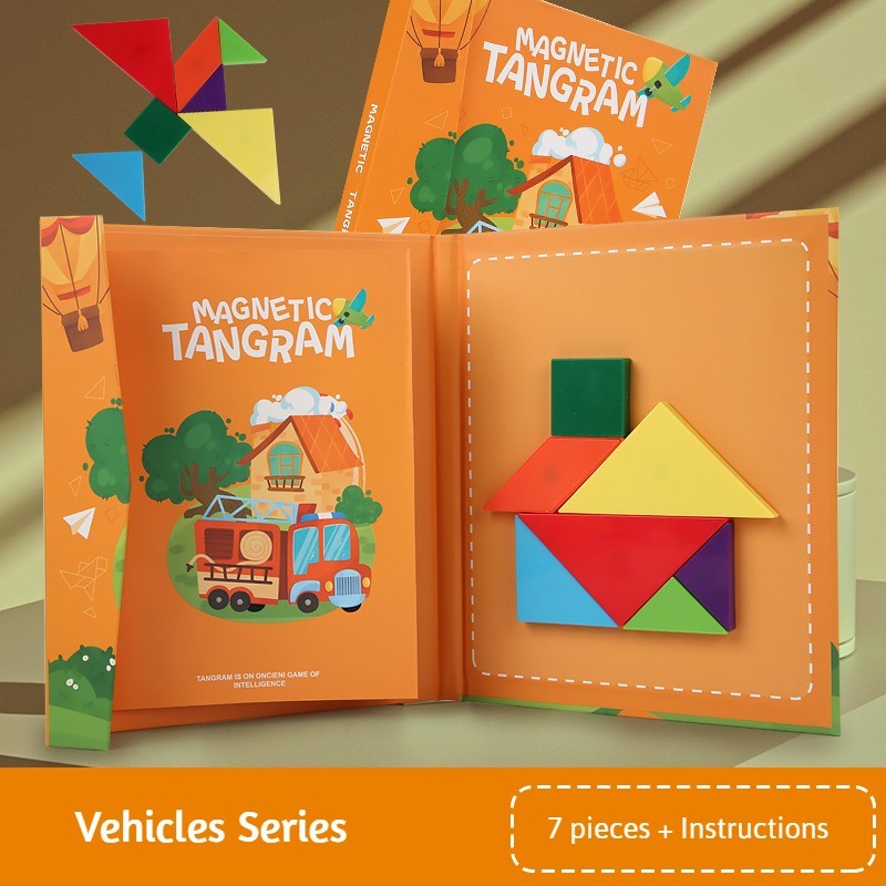 3D Tangram Magnetic Puzzles Book