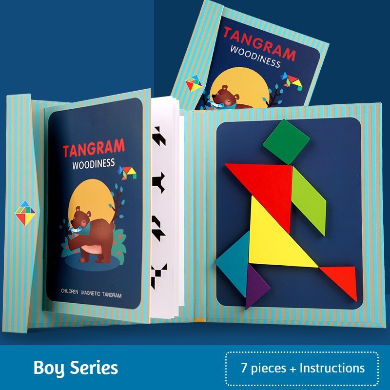 3D Tangram Magnetic Puzzles Book