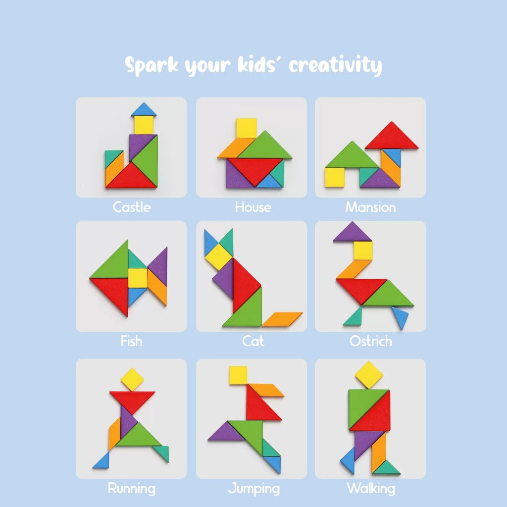 3D Tangram Magnetic Puzzles Book