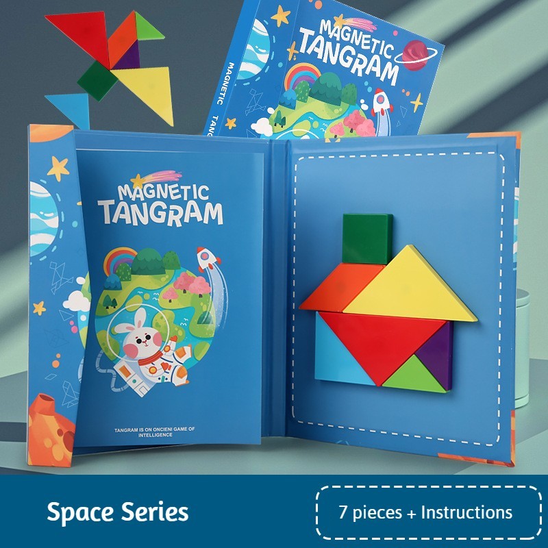 3D Tangram Magnetic Puzzles Book